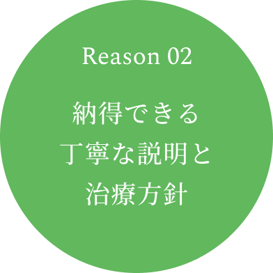 Reason 02　納得できる丁寧な説明と治療方針
